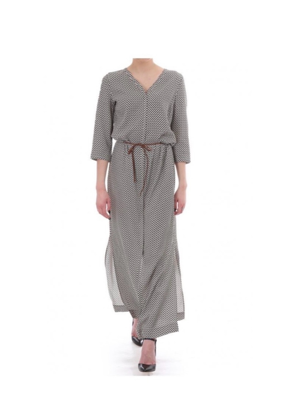 Scotch and Soda tile print long dress black and white